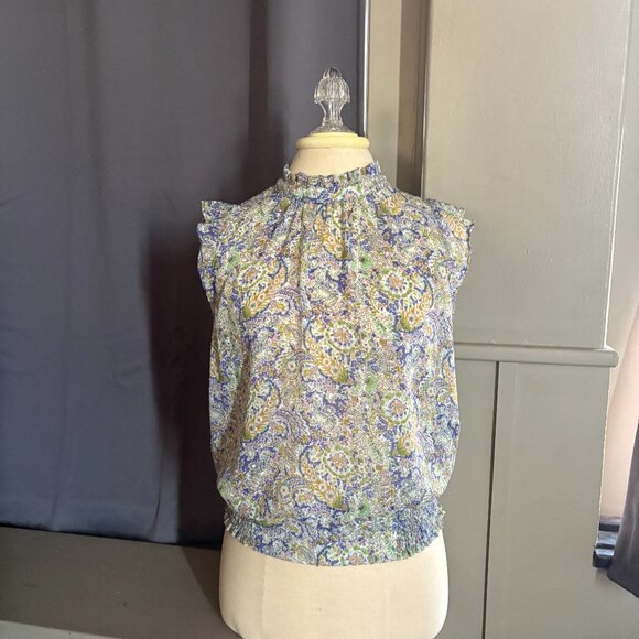 Maison d'Amelie Floral Print Flutter Sleeve Blouse Size S - Picture 1 of 11